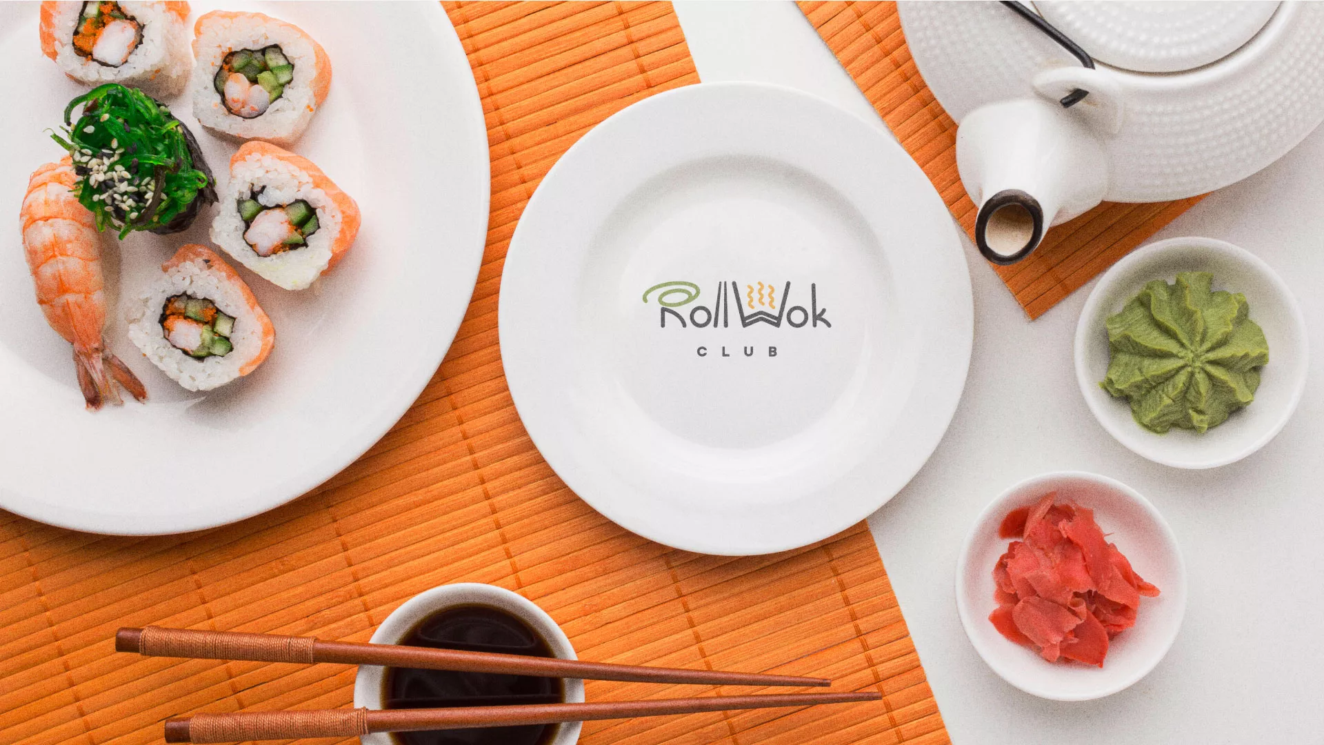 Разработка логотипа и фирменного стиля суши-бара «Roll Wok Club» в Ардоне